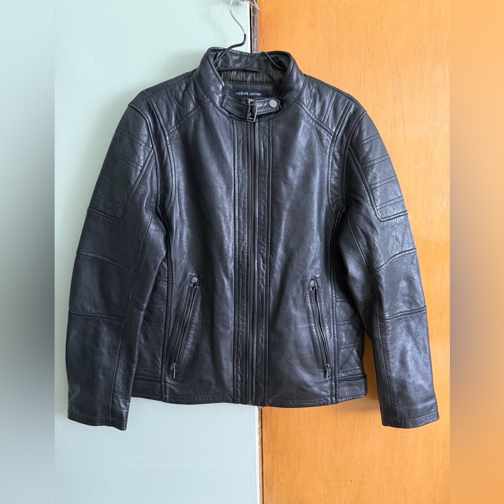 Wilsons Leather Black Jacket with Zipper